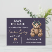 Chic Elegant Fancy Bear Save The Date Kaart (Staand voorkant)