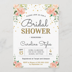 Chic Elegant Floral Peony Bridal Couples Shower Kaart