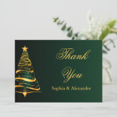 Chic élégant Gold Christmas Tree Merci Mariage (Debout devant)