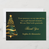 Chic élégant Gold Christmas Tree Merci Mariage (Dos)