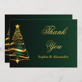Chic élégant Gold Christmas Tree Merci Mariage (Devant / Derrière)