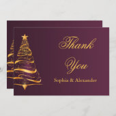Chic élégant Gold Christmas Tree Merci Mariage (Devant / Derrière)