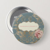 Chic Elegant Gold Damask Rozen Ronde Button 7,6 Cm (Voorkant /achterkant)