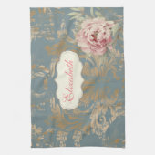 Chic Elegant Gold Damask Rozen Theedoek (Verticaal)