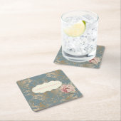 Chic Elegant Gold Damask Rozen Vierkante Kartonnen Onderzetter (Insitu)