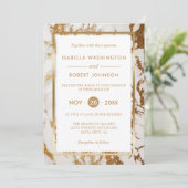Chic Elegant Gold & White Marble Modern Wedding Kaart (Staand voorkant)