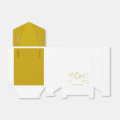 Chic Elegant Goud en Wit Bruid en Bruidegom Namen Bedankdoosjes (Uitgevouwen)