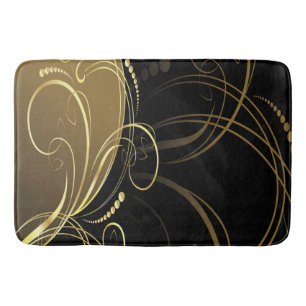 Chic, elegant, goud, floral, patroon, trendy, girl badmat