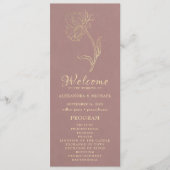 Chic Elegant Gouden Bloem Typografie Huwelijk Programma (Voorkant)