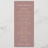 Chic Elegant Gouden Bloem Typografie Huwelijk Programma (Achterkant)