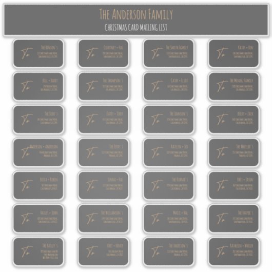 Chic Elegant Grey Christmas Card Mailing Label Set (Voorkant)