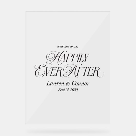 Chic Elegant Heureux Jamais Après L'Accueil Mariag (Recto)