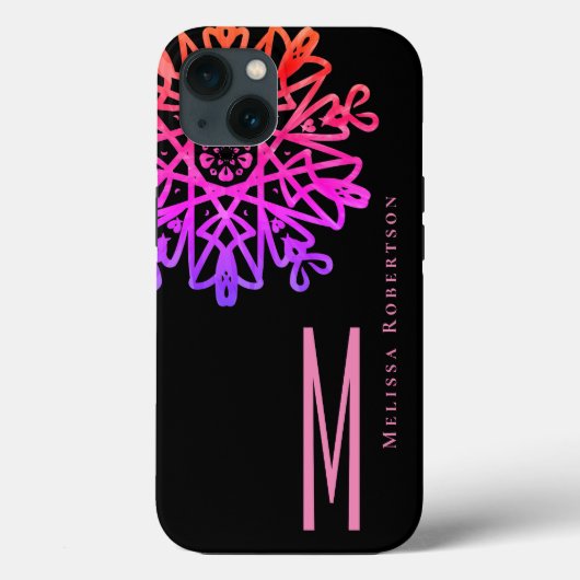 Chic Elegant Holography Pink  Monogramed Case-Mate iPhone Case (Achterkant)