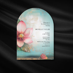 Chic Elegant Indische Roze Lotus Bloemen Bruid Kaart