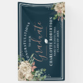 Chic Elegant Ivory & Blush Floral Afstuderen Spandoek (Verticaal)
