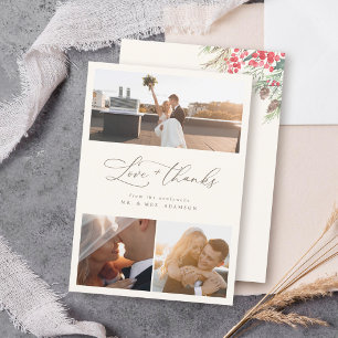 Chic Elegant Mariage d'hiver Script Merci