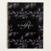Chic Elegant Matte Floral Pattern Monogramed Planner (Voorkant)