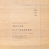 Chic Elegant Minimalist Betaalbare Luxe Huwelijk Acryl Uitnodigingen (Voorkant)