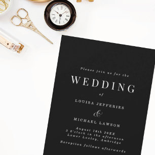Chic Elegant Minimalist Black and White Wedding Kaart