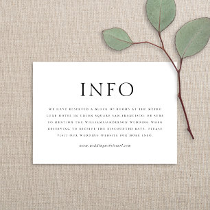Chic Elegant Minimalistisch Type Zwart & Wit Huwel Informatiekaartje