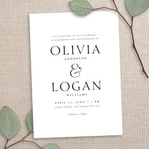 Chic Elegant Minimalistisch Type Zwart & Wit Huwel Kaart