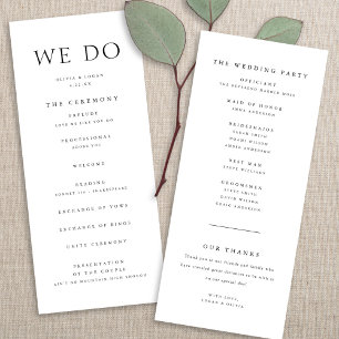 Chic Elegant Minimalistisch Type Zwart & Wit Huwel Programma