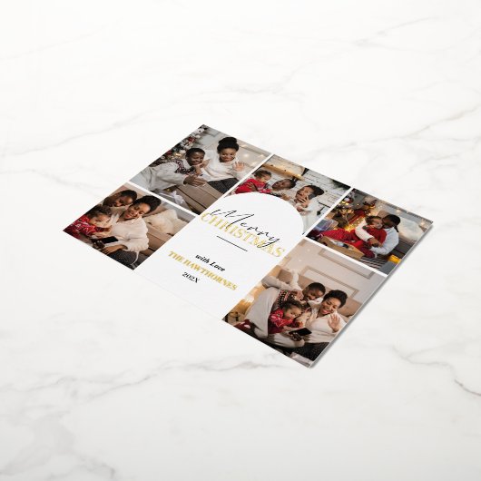 Chic élégant moderne 5 Photo Gold Foil Carte de va (Rotation)