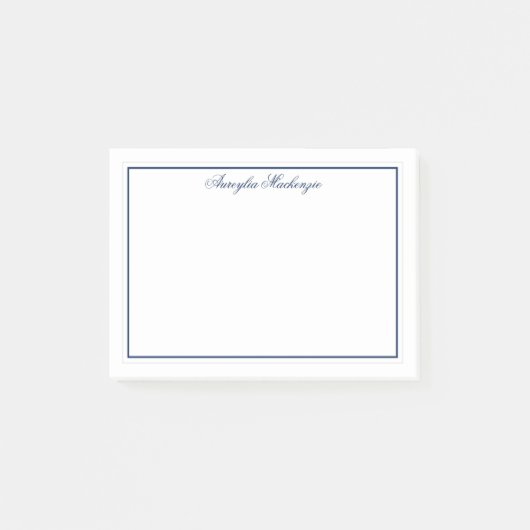 Chic Elegant Navy Blue en White Personalized Post-it® Notes (Voorkant)