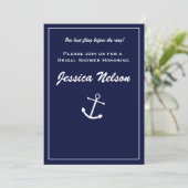 Chic Elegant Navy Blue White Nautical Invitation Kaart (Staand voorkant)