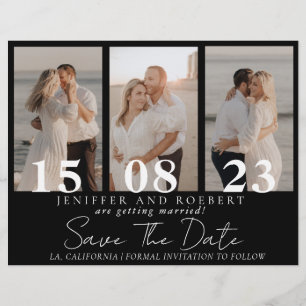 Chic Elegant Photo Collage Save the Date Kaart Fly