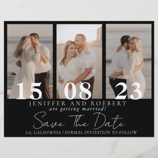 Chic Elegant Photo Collage Save the Date Kaart Fly (Voorkant)