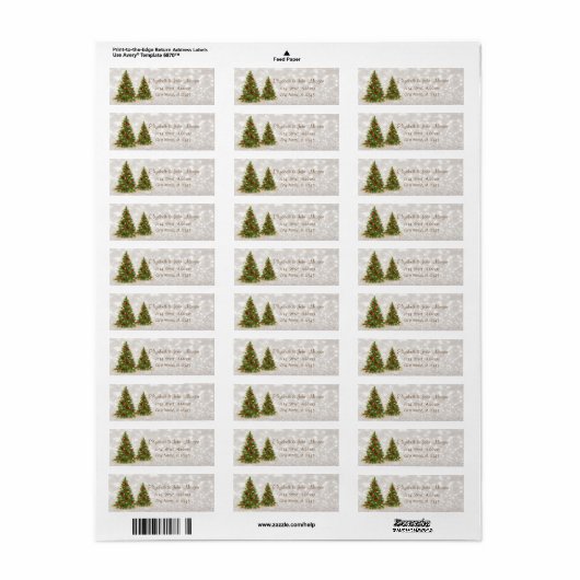Chic Elegant, Pine Trees, Glittery Bokeh Label (Full Sheet)