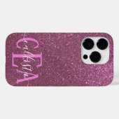 Chic Elegant Plum Paars Sparkly Glitter Monogram Case-Mate iPhone Case (Achterkant (horizontaal))