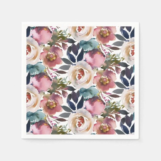 Chic Elegant Romantic Dark Roos Wedding Servet (Voorkant)