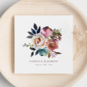 Chic Elegant Romantic Dark Roos Wedding Servet