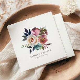 Chic Elegant Romantic Dark Roos Wedding Servet