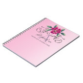 Chic Elegant Roos Floral Monogram Notitieboek (Linkerzijde)