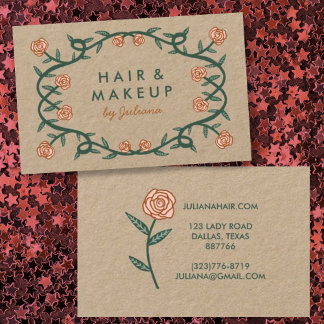 Chic Elegant Roos Lijst Floral Pink Kraft Paper Visitekaartje
