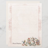 Chic Elegant Roos Thema High Tea Lined Stationery (Voorkant / Achterkant)