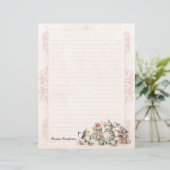Chic Elegant Roos Thema High Tea Lined Stationery (Staand voorkant)