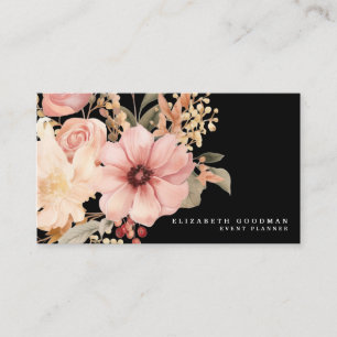 Chic Elegant rose et noir Cartes de visite