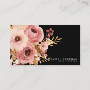 Chic Elegant rose et noir Cartes de visite