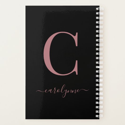 Chic Elegant Rose Or Monogramme Nom (Dos)