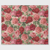 Chic Elegant  roze roze rozen Floral Cadeaupapier (Vlak)
