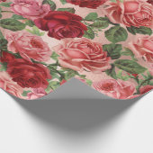 Chic Elegant  roze roze rozen Floral Cadeaupapier (Hoek)