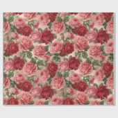 Chic Elegant  roze roze rozen Floral Cadeaupapier (Vlak)