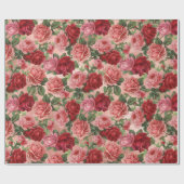 Chic Elegant roze roze rozen Floral Cadeaupapier (Vlak)