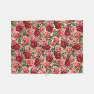 Chic Elegant roze roze rozen Floral Fleece Deken