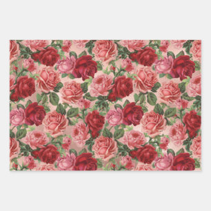 Chic Elegant  roze roze rozen Floral Inpakpapier Vel