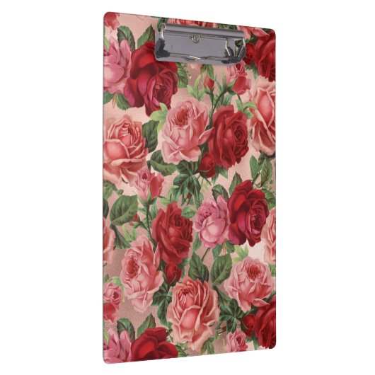 Chic Elegant  roze roze rozen Floral Klembord (Rechts)